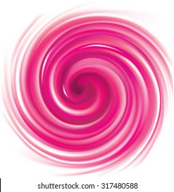 Vector glossy radial curvy backdrop. Whirl fluid vivid pink eddy caramel syrup surface with space for text. Appetizing fruit jam rose color: currant, strawberry, beet or pitaya