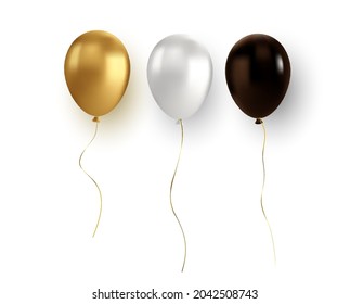 Vector glossy realistic gold baloon on transparent background