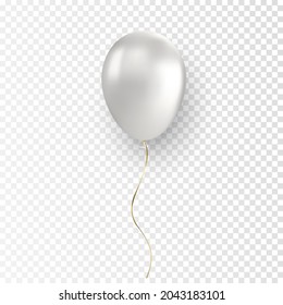 Vector glossy realistic white balloon on transparent background