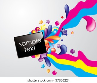 Vector. Glossy rectangle on colorful background