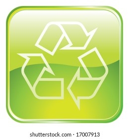 Vector Glossy Recycle Rounded Square Sign