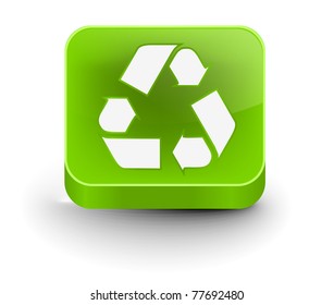 vector glossy recycle web icon design element.