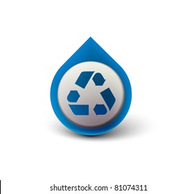 vector glossy recycle web icon design element.
