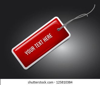 Vector glossy red plastic web tag / label