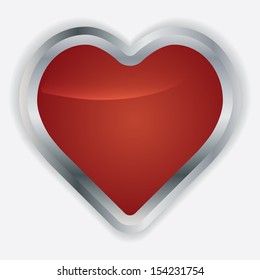 Vector glossy red round heart.vector 