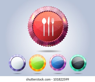 Vector Glossy  Restaurant icon and multicolored