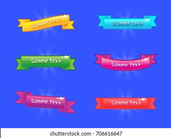 Vector glossy ribbon set, game design element