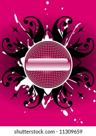 vector glossy round buttons on floral background