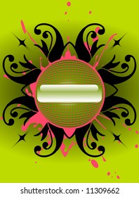 vector glossy round buttons on floral background
