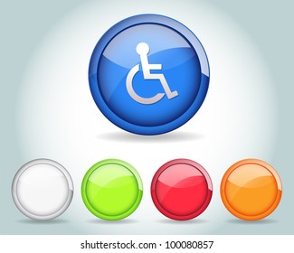 Vector Glossy Round disabled Icon/Button and multicolored