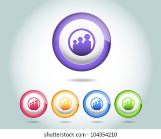Vector Glossy Round Family Icon/Button and multicolored