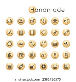 Vector Glossy Round Handmade Icons isolated on white background