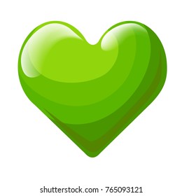 Vector glossy round heart colorfull glass buttons for game interface green heart