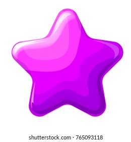 Vector glossy round star magents colorfull glass buttons for game interface magenta star