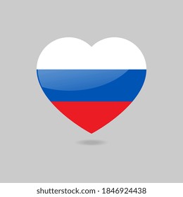 Vector Glossy Russian Flag Heart