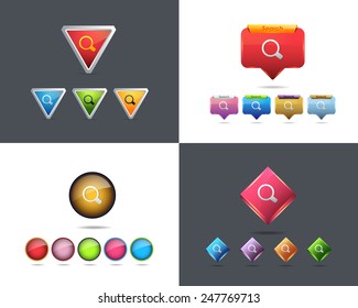 Vector Glossy Search Icon/Buttons Set