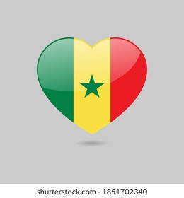 Corazón de la bandera de Senegal brillante vectorial