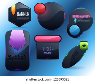 Vector Glossy Shape Icon Banner Button