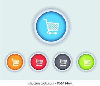 Vector Glossy Shopping basket icon and multicolored