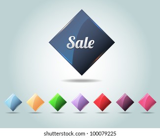 Vector Glossy Shopping sale icon and multicolored