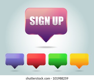 Vector Glossy Sign Up Icon/Button and multicolored
