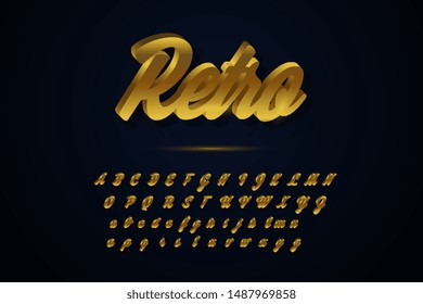 Vector glossy sign Vector glossy sign retro. Chic Golden Alphabet Letters, Numbers and Symbols