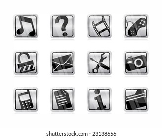 Iconos de medios plateados vectoriales