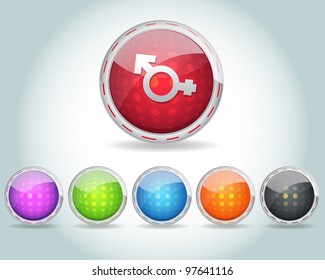 Vector Glossy Sphere Sexuality Icon/Button and multicolored
