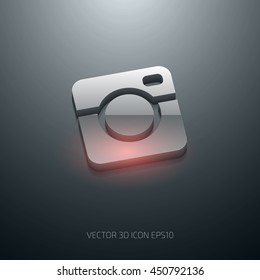 Vector glossy square 3d photographic camera icon
