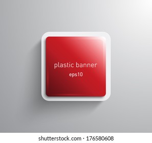 Vector glossy square banner with plastic style for business design