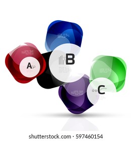 Vector glossy square elements. Vector template background for print workflow layout, diagram, number options or web design banner