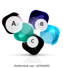 Vector glossy square elements. Vector template background for print workflow layout, diagram, number options or web design banner