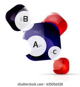 Vector glossy square elements. Vector template background for print workflow layout, diagram, number options or web design banner