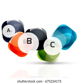 Vector glossy square elements. Vector template background for print workflow layout, diagram, number options or web design banner