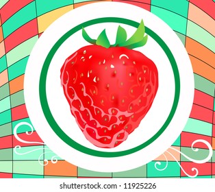 vector glossy strawberry with floral background