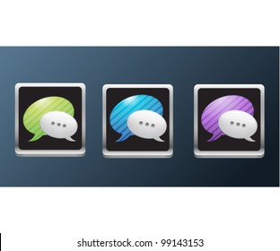 Vector glossy stripped speech bubble in different color