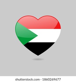 Vector Glossy Sudan Flag Heart