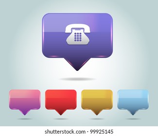 Vector Glossy Telephone Icon/Button and multicolored