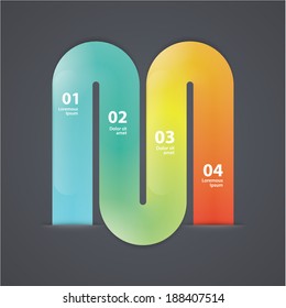 Vector glossy template. Serpentine colorfully template with place for your content. Four choices, steps. Template for presentation or template.