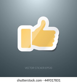 Vector glossy thumb up glossy paper sticker icon