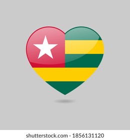 Vector Glossy Togo Flag Heart