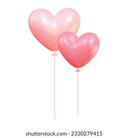 Vector glossy tridimensional heart balloon background.