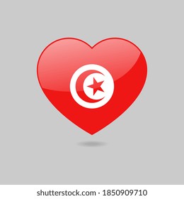 Vector Glossy Tunisia Flag Heart