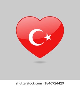 Vector Glossy Turkish Flag Heart
