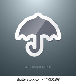 Vector glossy umbrella paper sticker icon