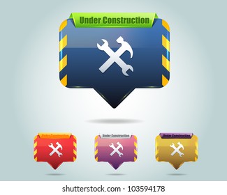 Vector Glossy Under Construction Icon/Button and multicolored