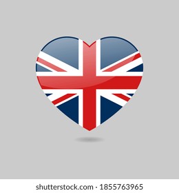 Vector Glossy United Kingdom Union Jack Flag Heart