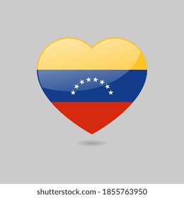 Vector Glossy Venezuela Flag Heart