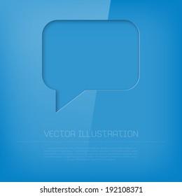 Vector glossy vibrant cut out blue speech bubble icon