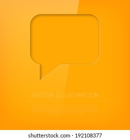 Vector glossy vibrant cut out yellow speech bubble icon